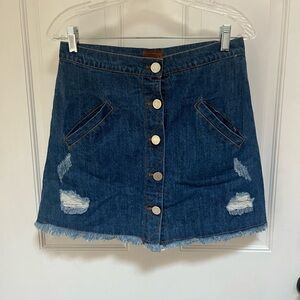 POL distressed‎ Jean skirt button front size small